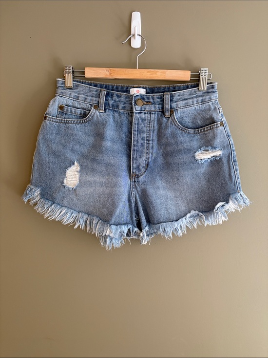 Sisstr Pants - Sisstr Evolution Frayed Hem Light Blue Denim Jean Shorts size 28
